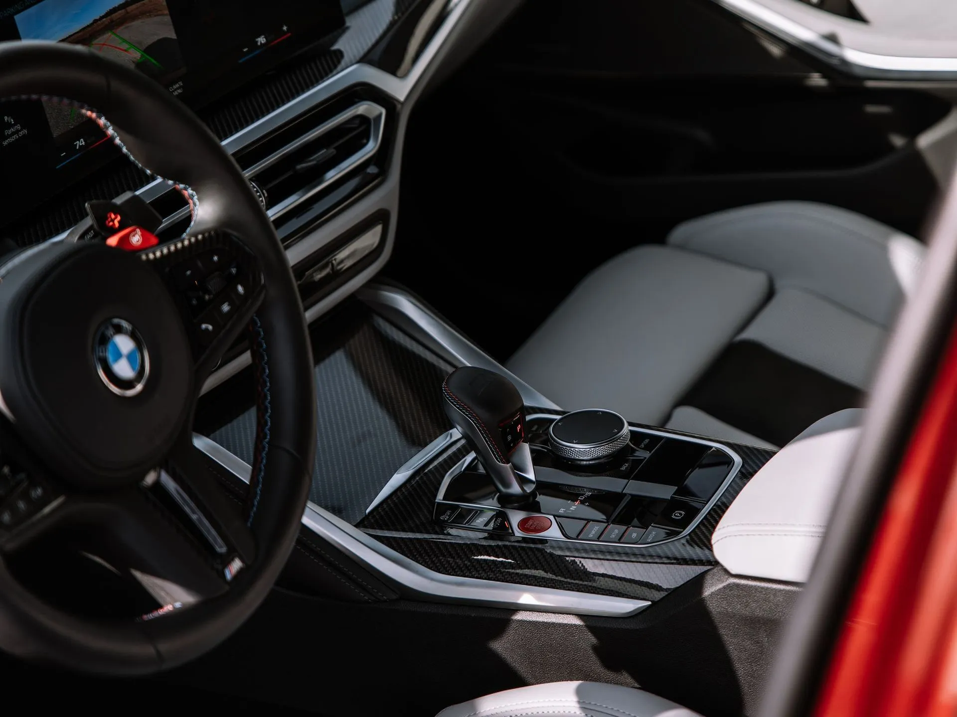 Finished interior detail on a BMW M3