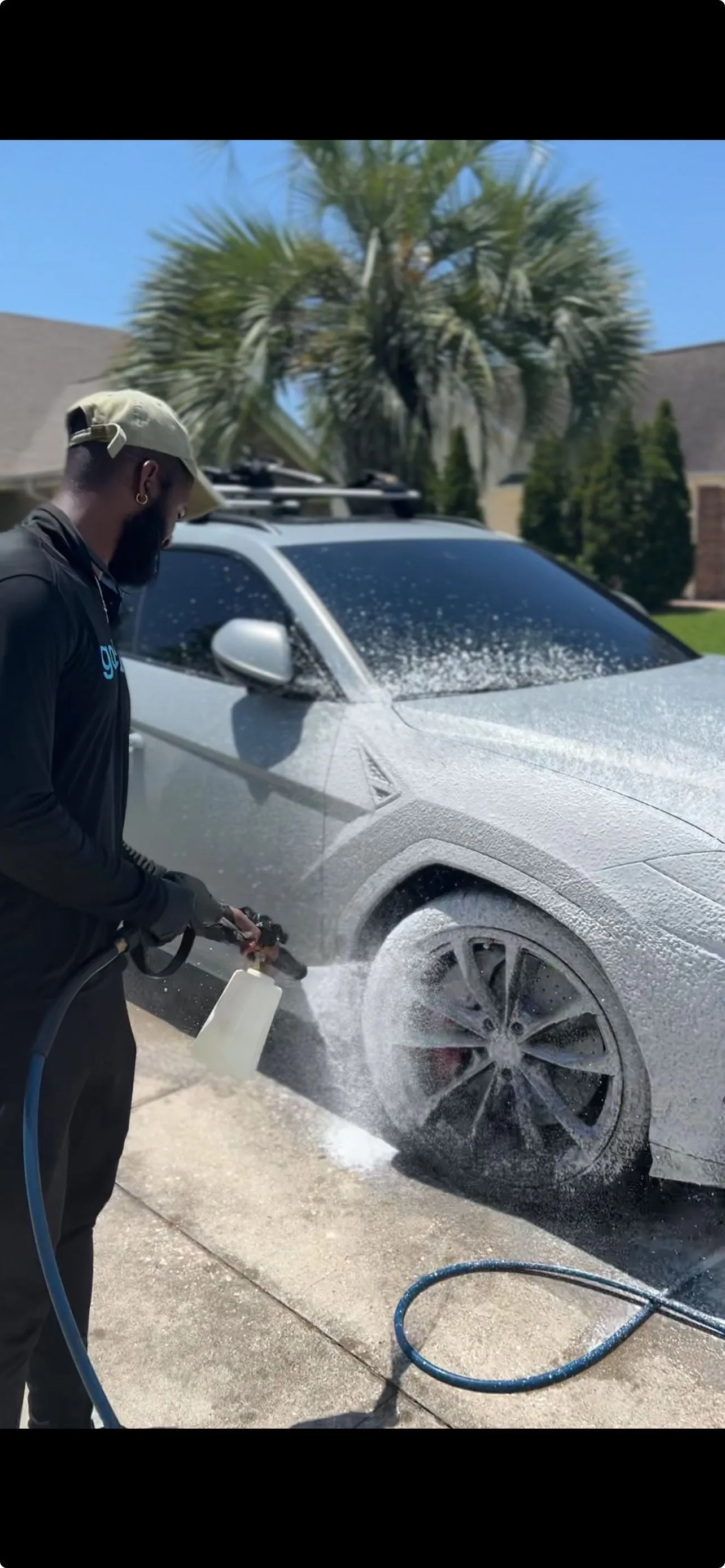 Foaming a Lamborghini Urus at a client home