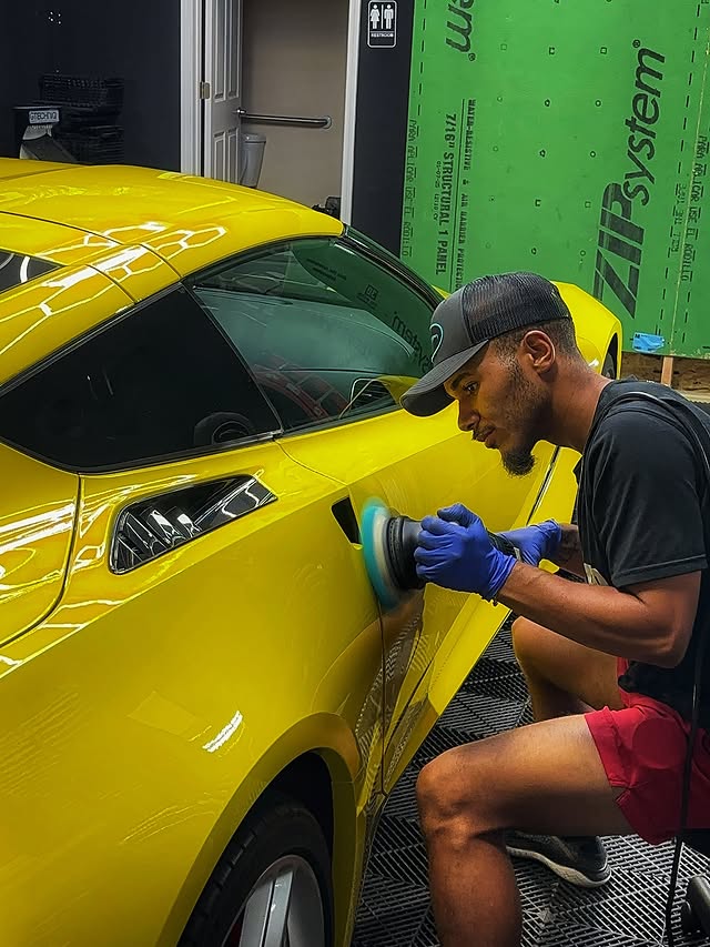 Paint correction on a yellow Chevrolet Corvette